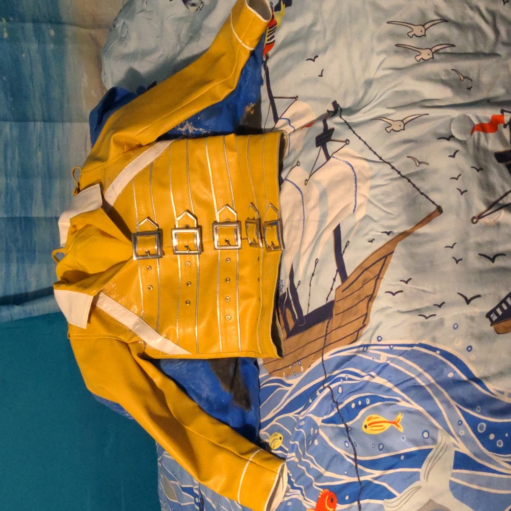 Yellow faux leather jacket